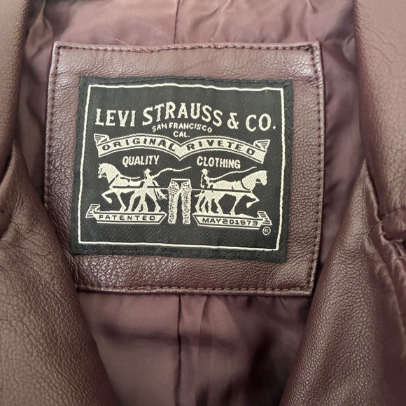 Levi's Faux Leather Moto Jacket XS Burgundy - Picture 4 of 10